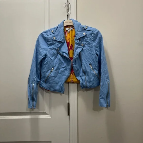 Color Me Courtney Blue Dennis Biker Jacket Size 6 US $250